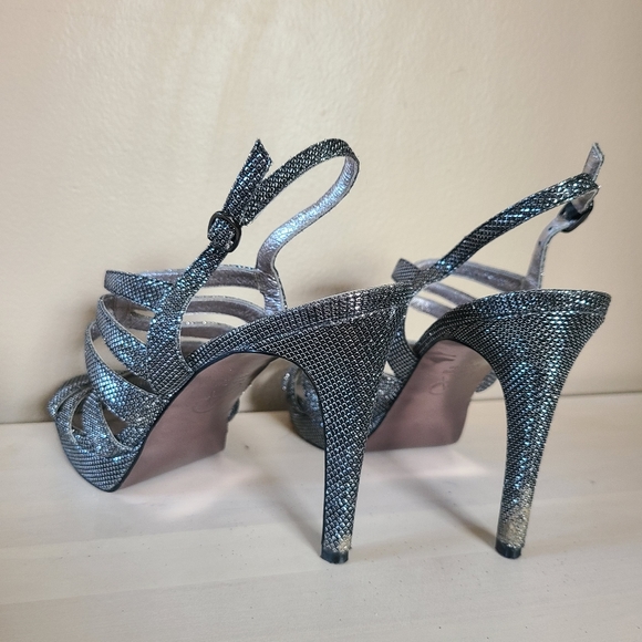 Shiny Silver Strappy Heels - Picture 6 of 7